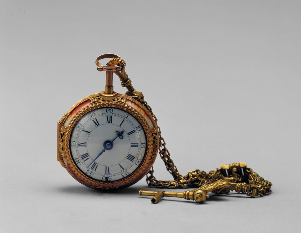 图片[1]-Copper gold-plated agate case pocket watch-China Archive